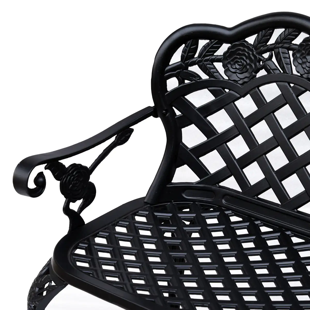 Outsunny Garden Bench, Cast Aluminium, 107Lx58Wx85H cm-Black - Garden Chairs