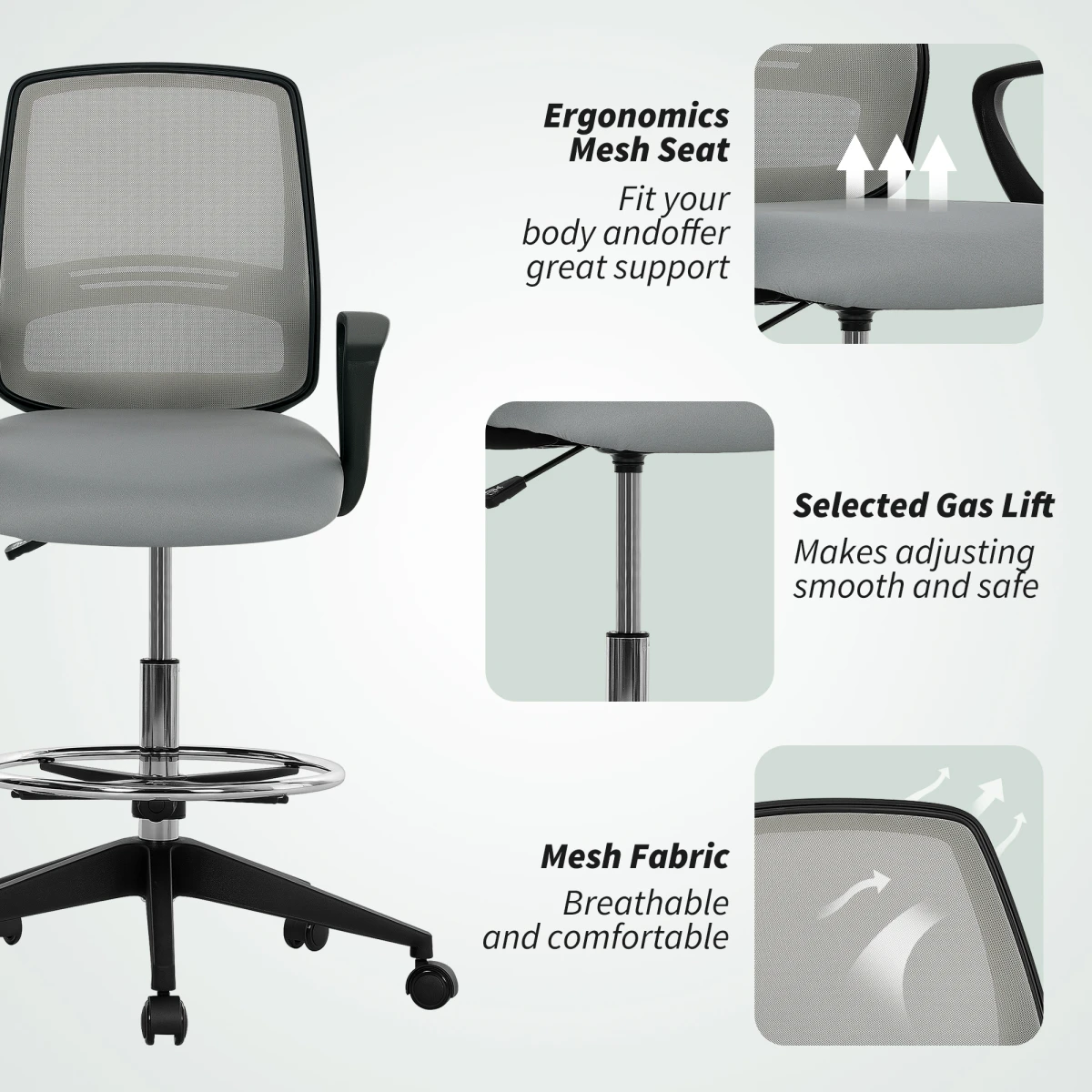 ErgoMesh Draughtsman Chair HighDesk Mesh Back by N/A