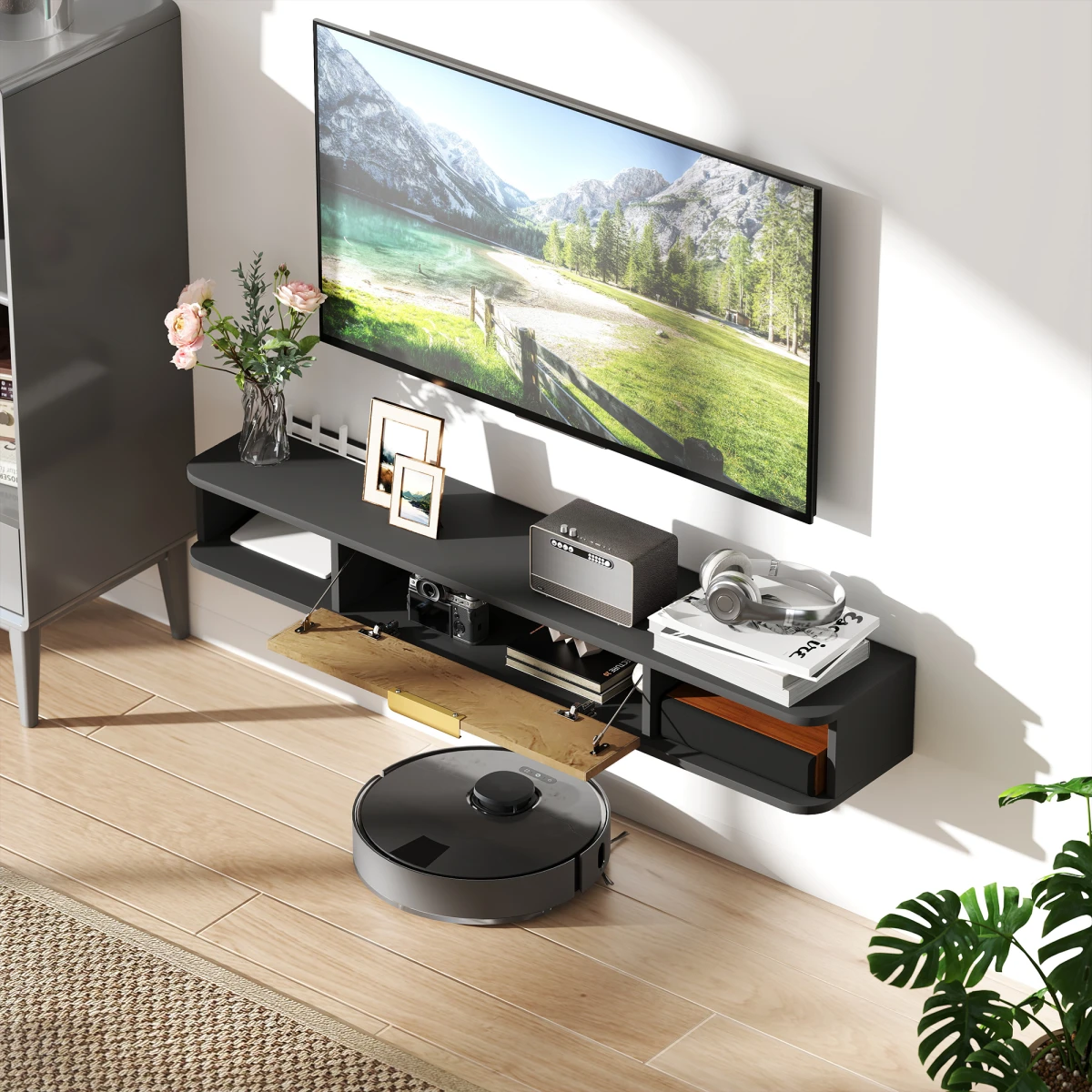 HOMCOM TV Console 120 cm with Cable Holes for Living Room - TV Unit