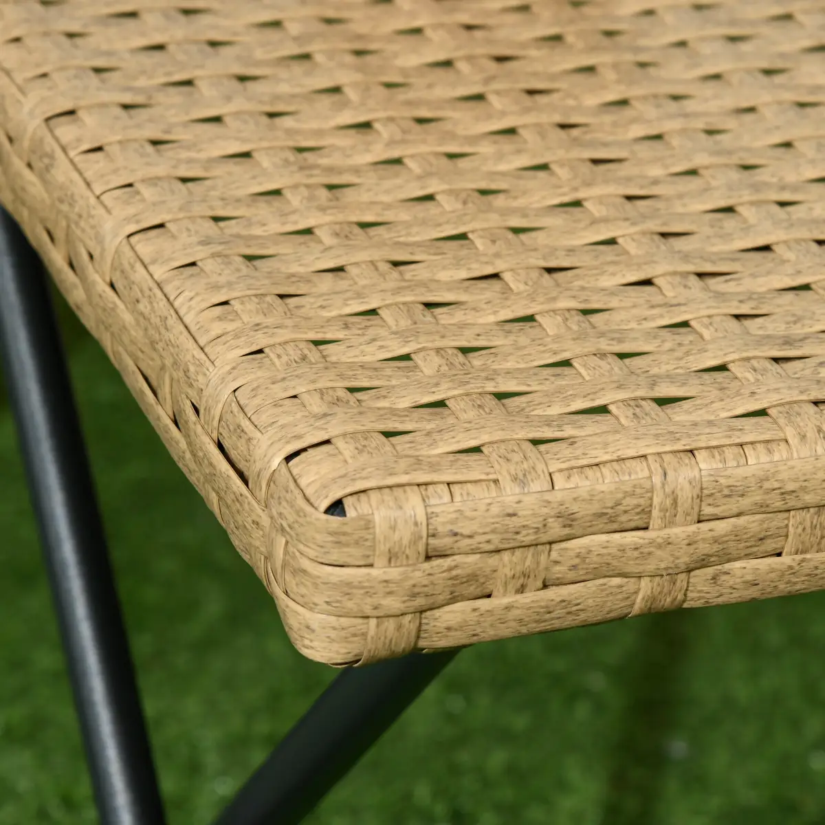 Outsunny Outsunny Folding Square Rattan Coffee Table, Steel Frame Bistro Garden Natural - Garden Table