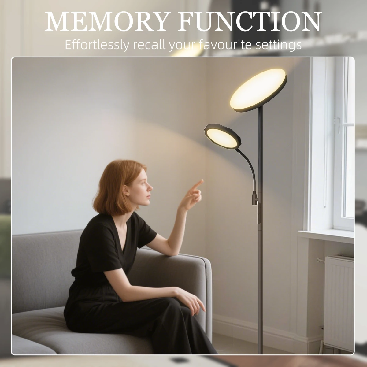 HOMCOM Floor Lamp 62 Inches with Adjustable Brightness for Modern Living Rooms by HOMCOM