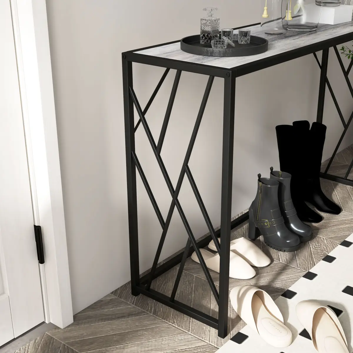 Unbranded Vintage Sofa Table, Metal Frame Console Table for Hallway Living Room - Console Table