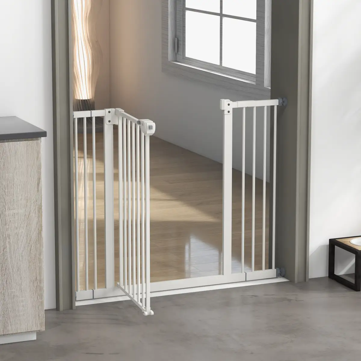 PawHut PawHut Adjustable Safety Gate w/ 2 Extensions and Four Adjustable Screws, White - Pet Gate