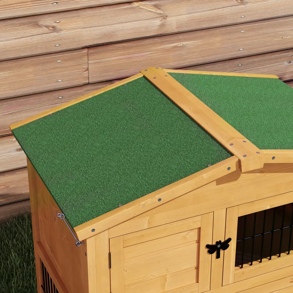 PawHut Pawhut Rabbit Hutch Pet House Outdoor Run Design w/ Water-Resistant Paint Ramp - Rabbit Hutch