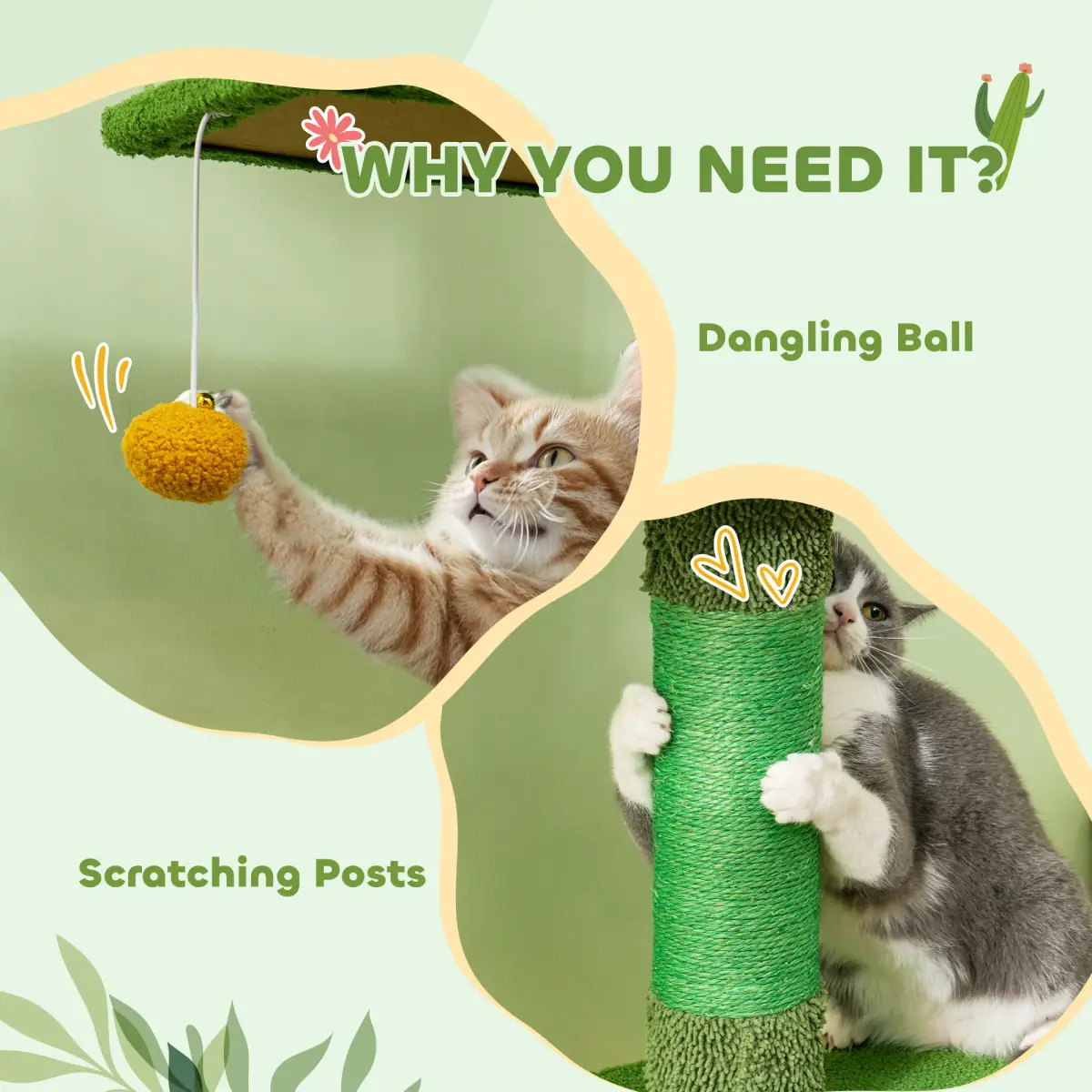 PawHut PawHut 230-275cm Floor-to-Ceiling Cat Tree for Indoor Cats with Cat House - Cat Tree