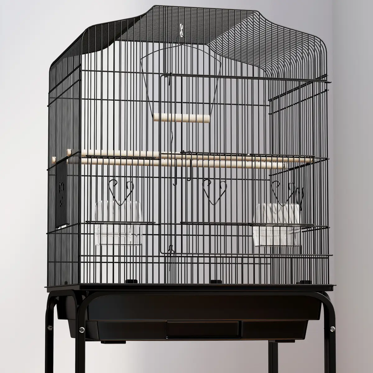 PawHut PawHut Bird Cage for Budgie Finch Canary Parakeet W/ Stand Tray Black - Bird Cage