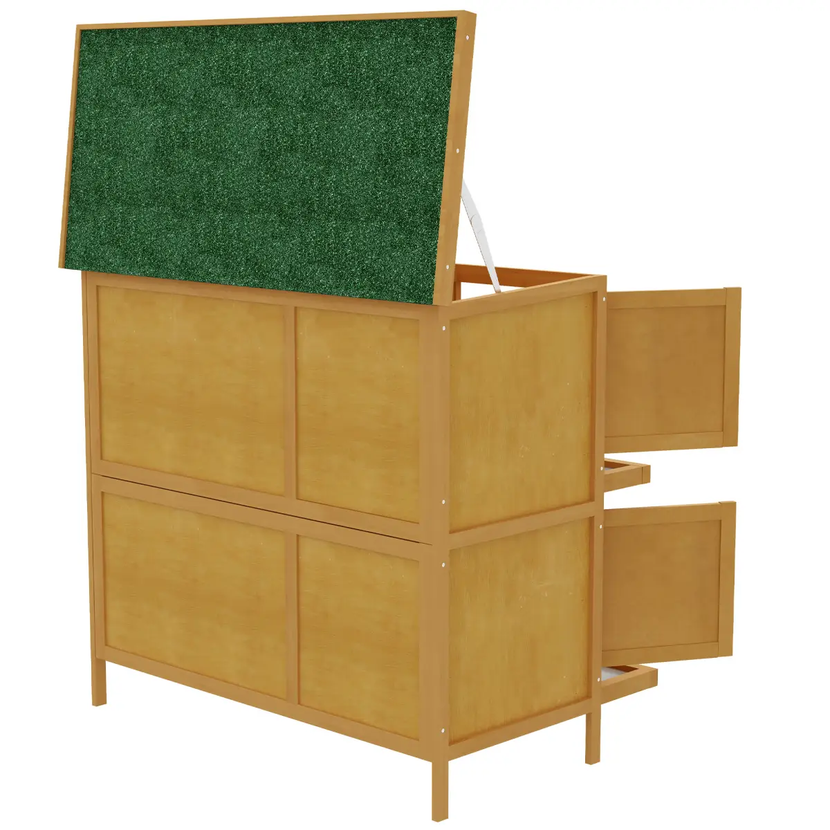 PawHut PawHut Double Decker Rabbit Hutch Bunny Cage Pet House Outdoor with Tray, Yellow - Rabbit Hutch