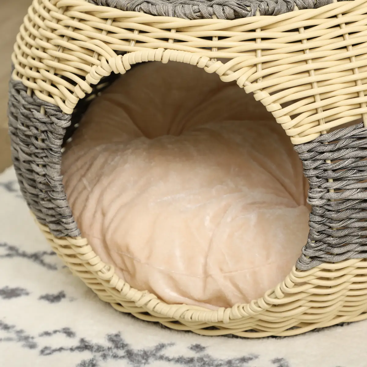 PawHut PawHut Wicker Cat House, Rattan Raised Cat Bed w/ Soft Cushion, 40 x 30cm - Cat House