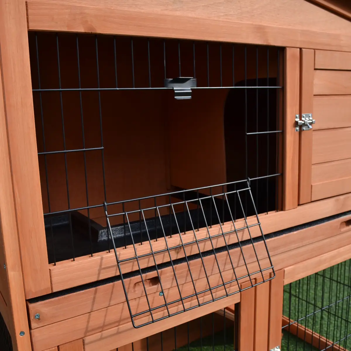 Pawhut A-Frame Wood Wooden Rabbit Hutch Small Animal House Pet Cage Chicken Coop - Rabbit Hutch