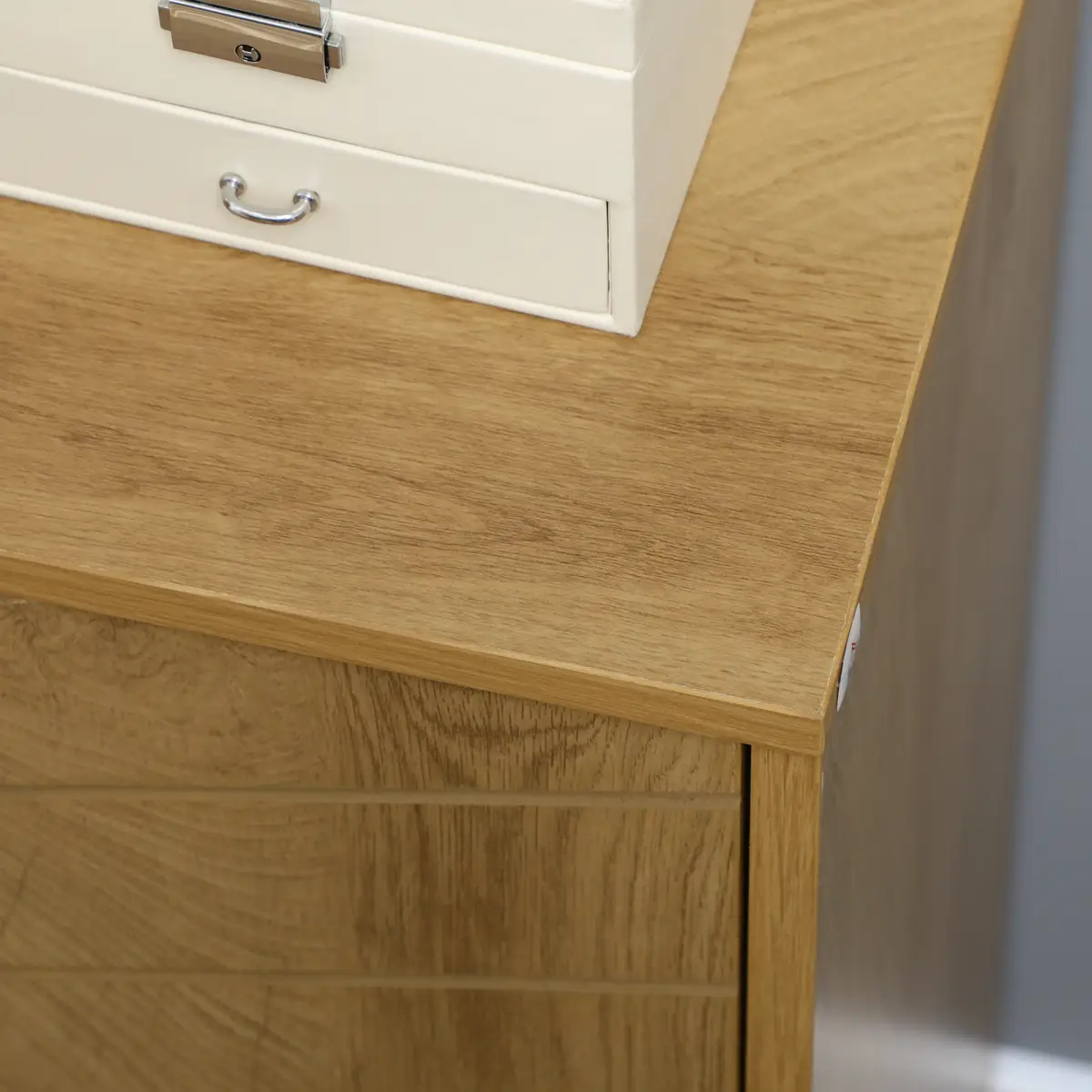 HOMCOM Storage Cabinet for Living Room Sideboard with Chevron Doors Natural - Sideboard