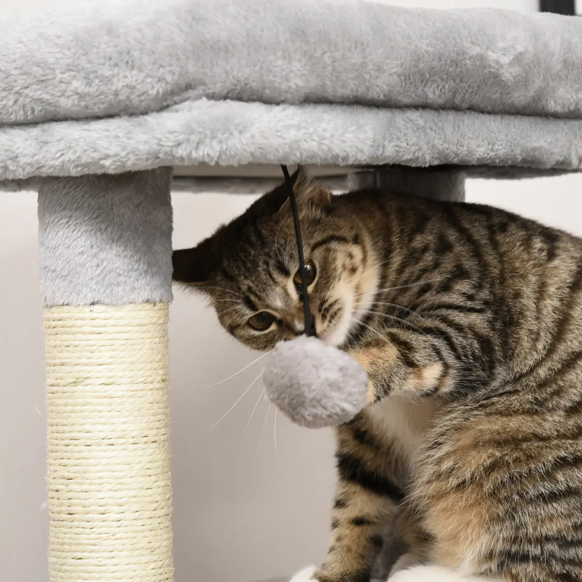 Pawhut Cat Tree Climbing Activity Center with Scratching Massage Toy Hanging Ball - Cat Tree