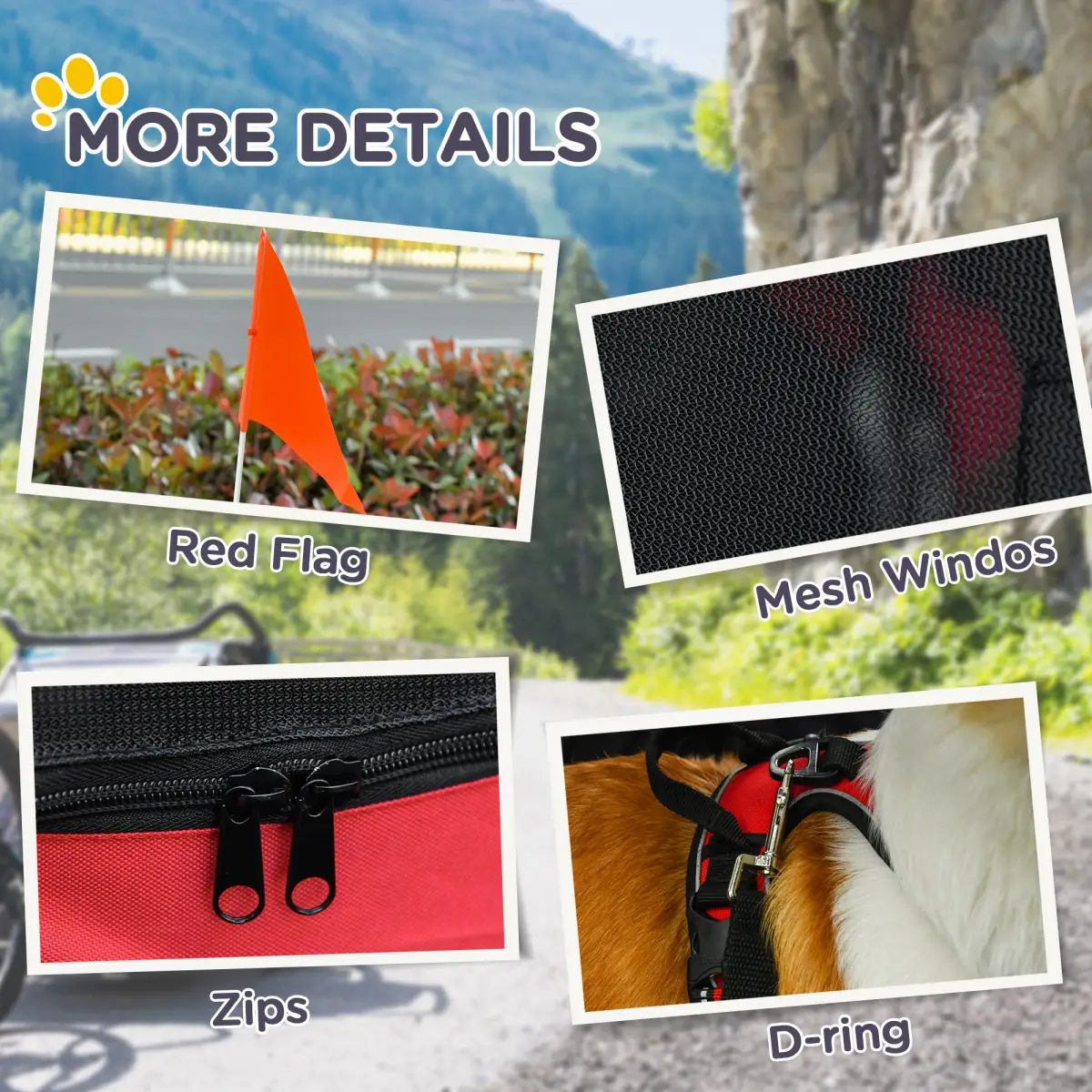 Pawhut Pet Bicycle Trailer Dog Cat Bike Carrier Water Resistant W/ Hitch Coupler Red - Pet Carrier