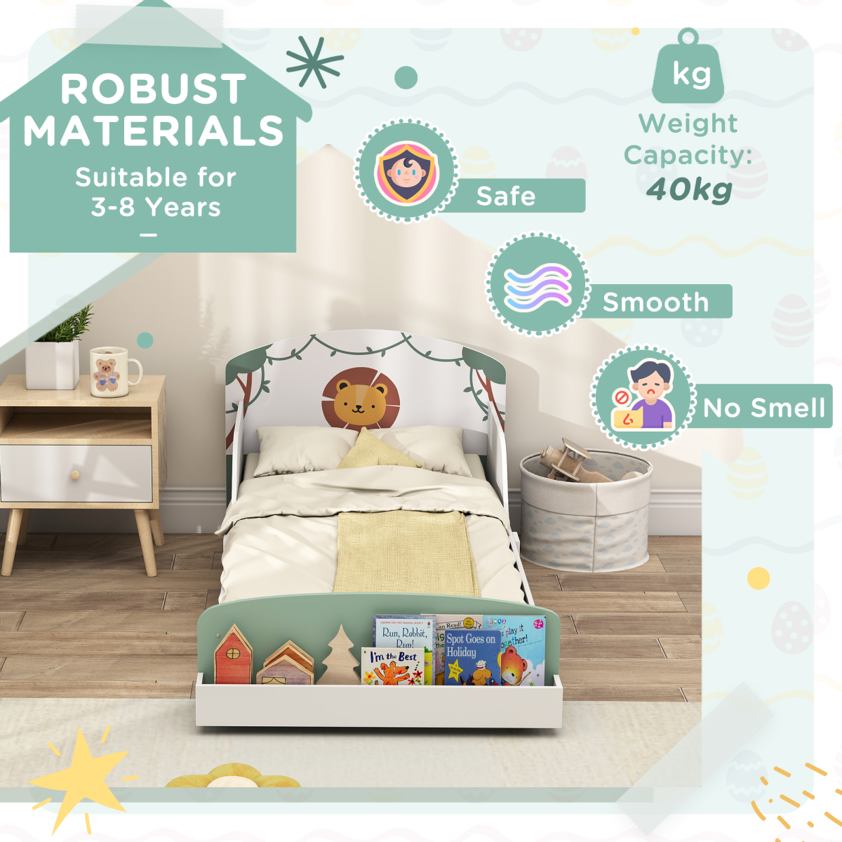 AIYAPLAY Toddler Bed, Lion-Themed Kids Bed Frame with Storage - from AIYAPLAY