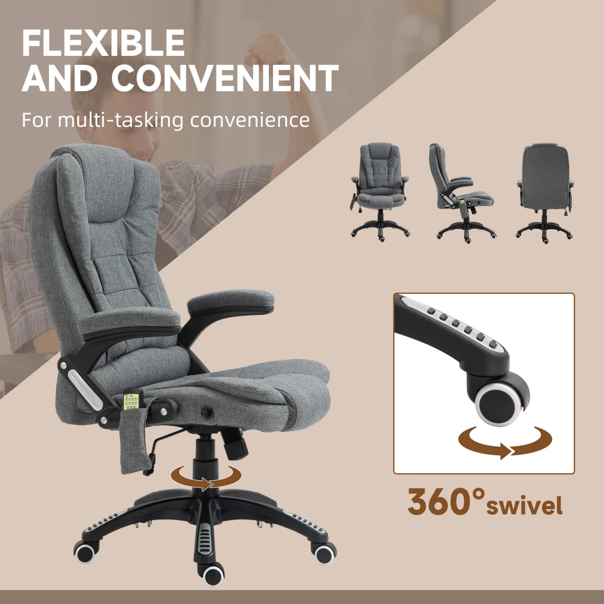 Unbranded Premium Executive Recliner Full-Size Six-Point Heated Massage Chair With Headrest For Office - Office Chair