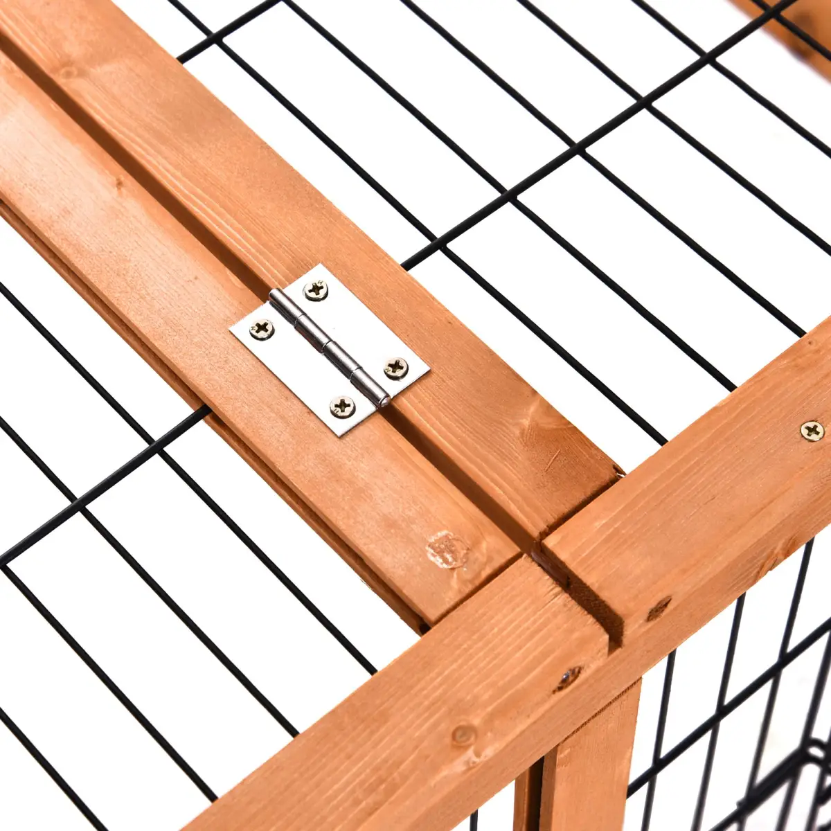 PawHut Wooden Rabbit Hutch Detachable Pet House with Openable Run & Roof - Rabbit Hutch