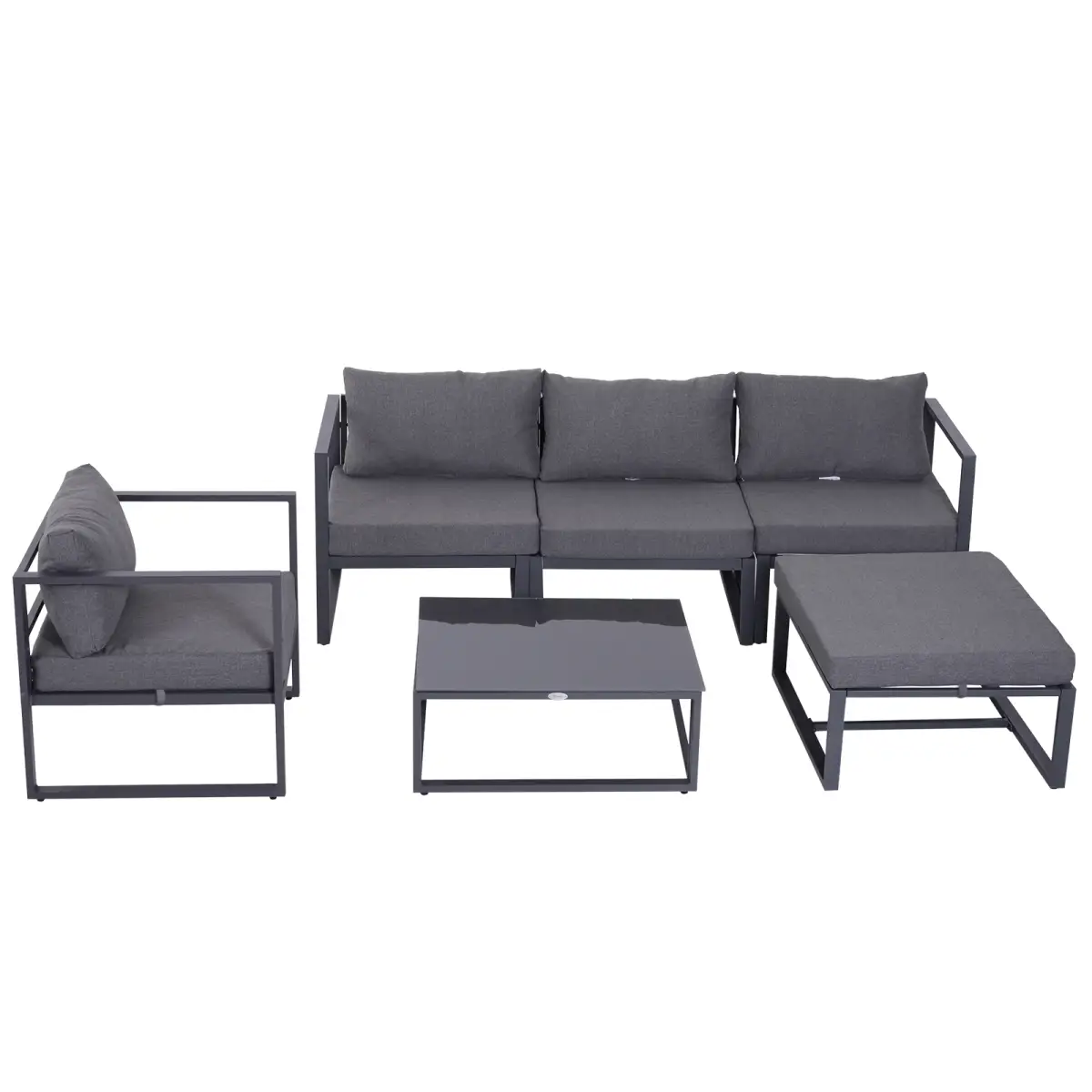Unbranded 6pcs Garden Sectional Sofa Set Aluminum Frame Coffee Table Footstool Outsunny - Garden Sofa Sets