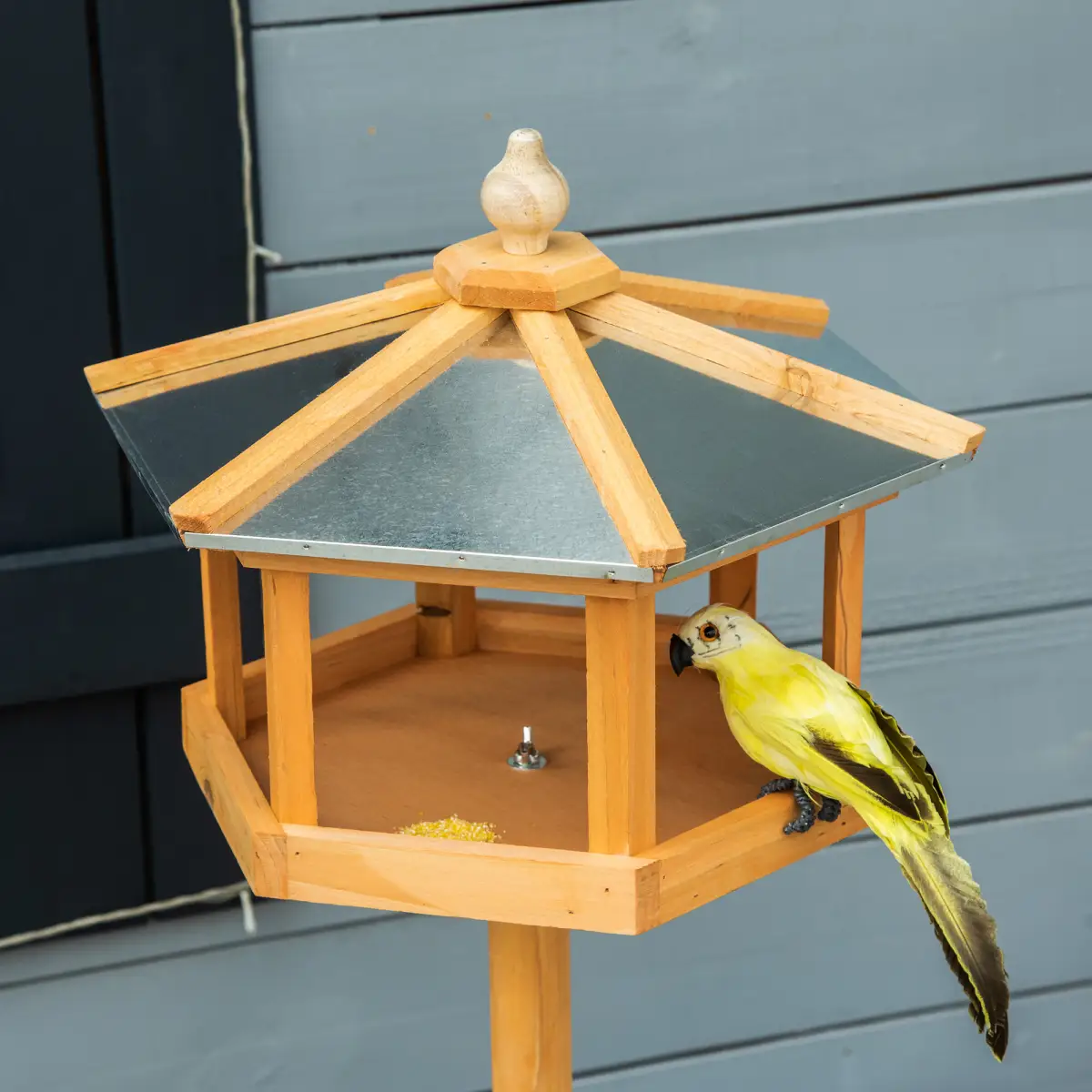 Pawhut Bird Stand Feeder Table Feeding Station Garden Wood Coop Parrot Nesting Stand - Bird Feeder