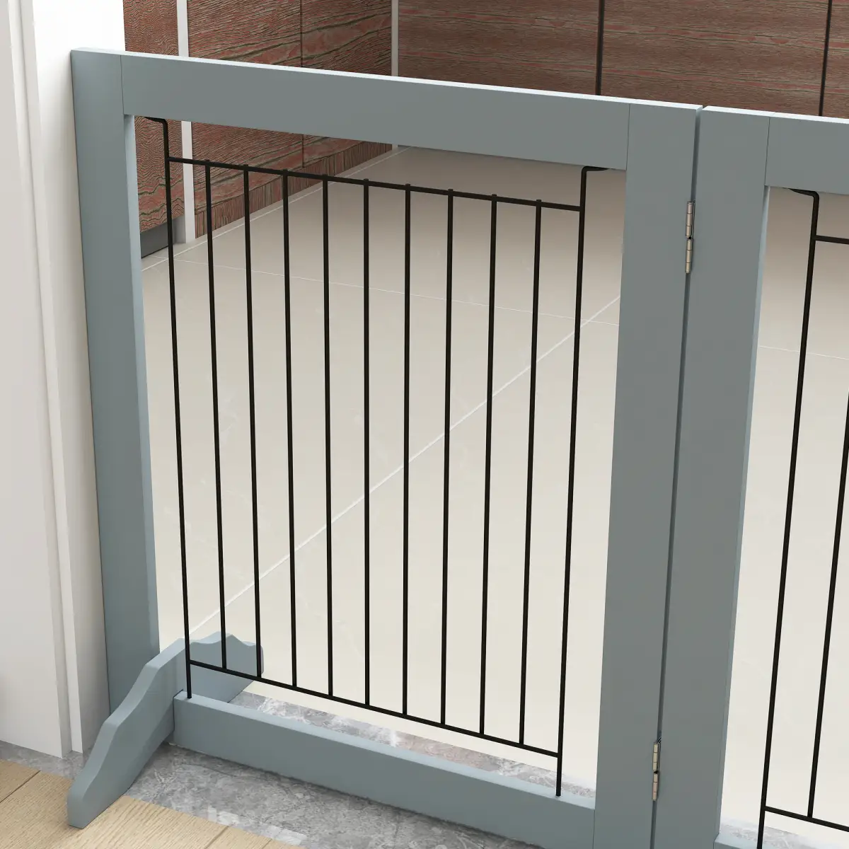 PawHut PawHut Foldable Wooden Pet Gate w/ 3 Panels 2 Support Feet for Small Dogs - Pet Gate
