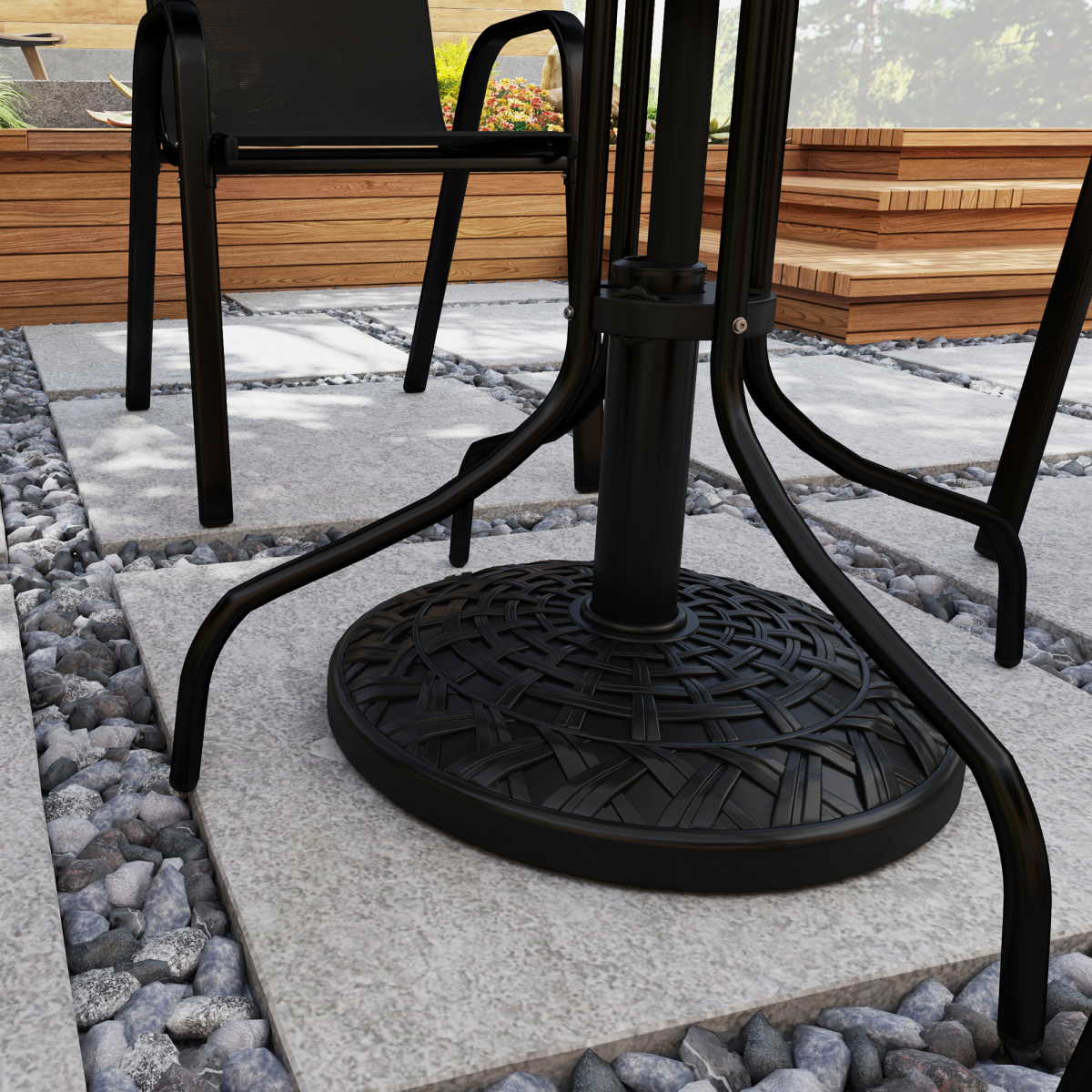 Outsunny Outsunny 12kg Garden Parasol Base, Round Resin Garden Umbrella Base, Black - Parasol