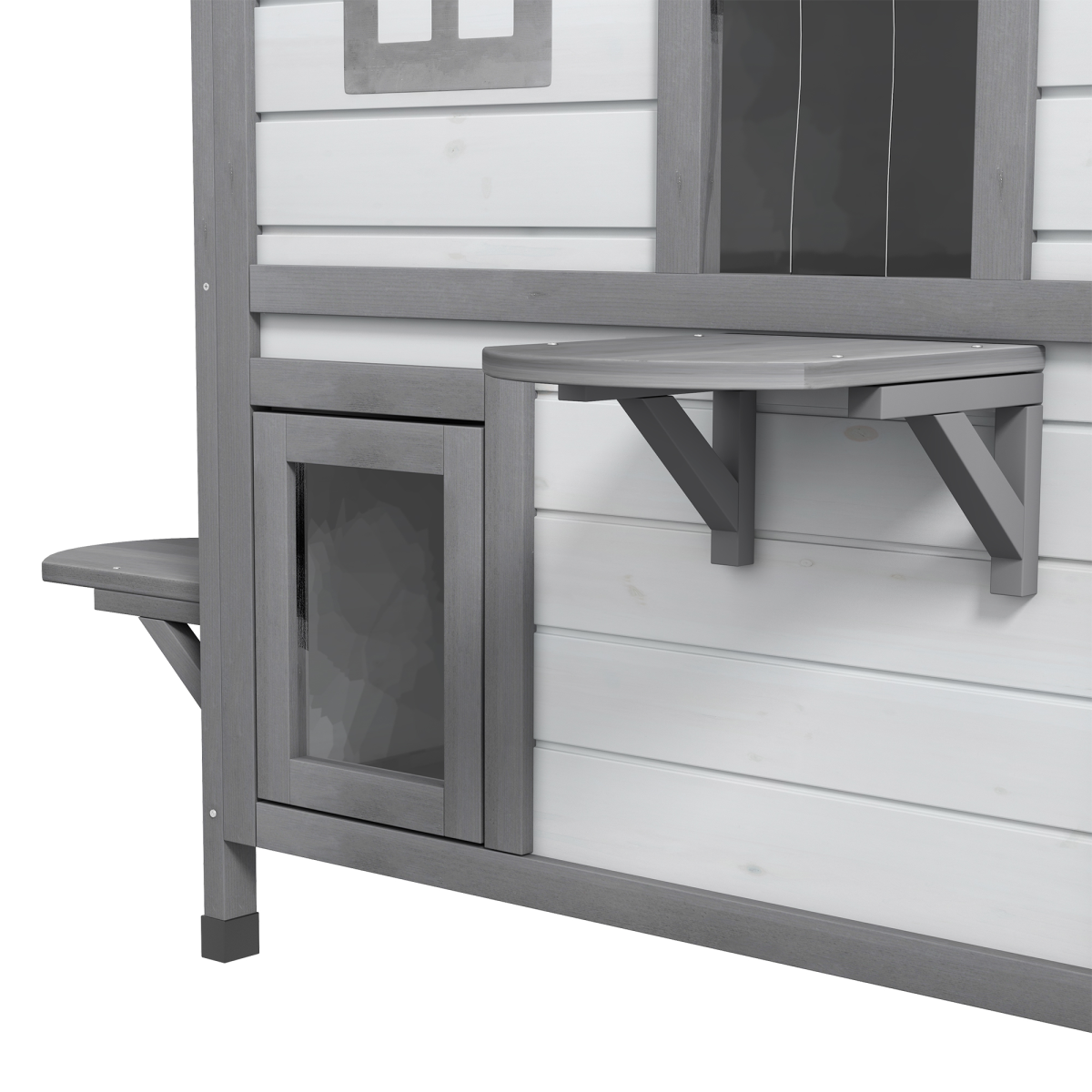 PawHut Kitten Condo with Openable Roof, Catio Enclosure Furniture, White - from PawHut