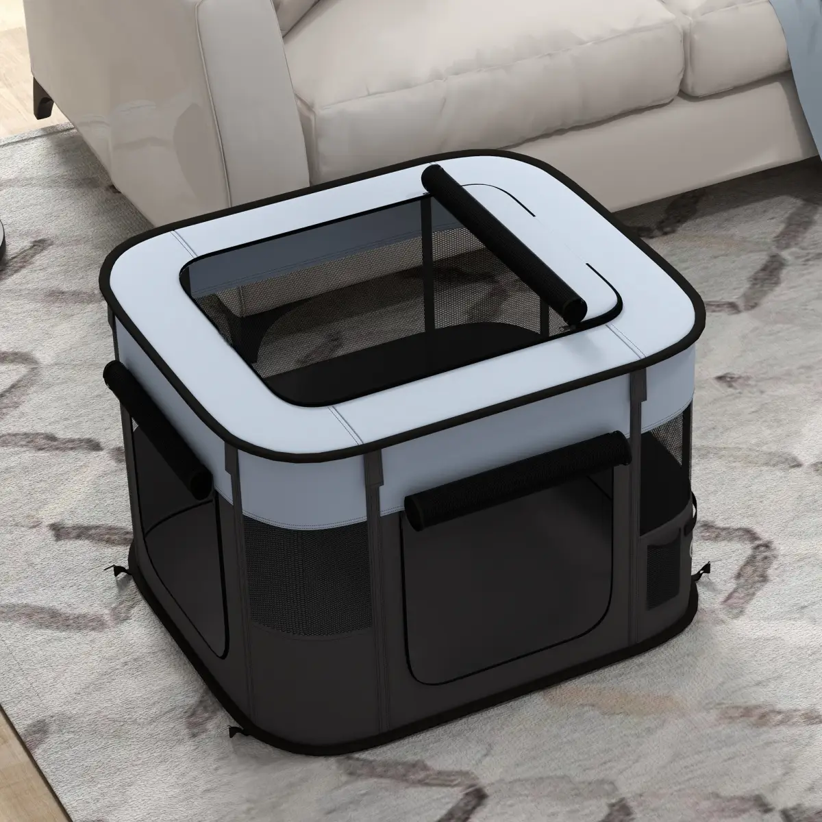 PawHut PawHut Portable Dog Pen for Puppies, Rabbits, Kittens, Guinea Pigs - Grey - Pet Playpen