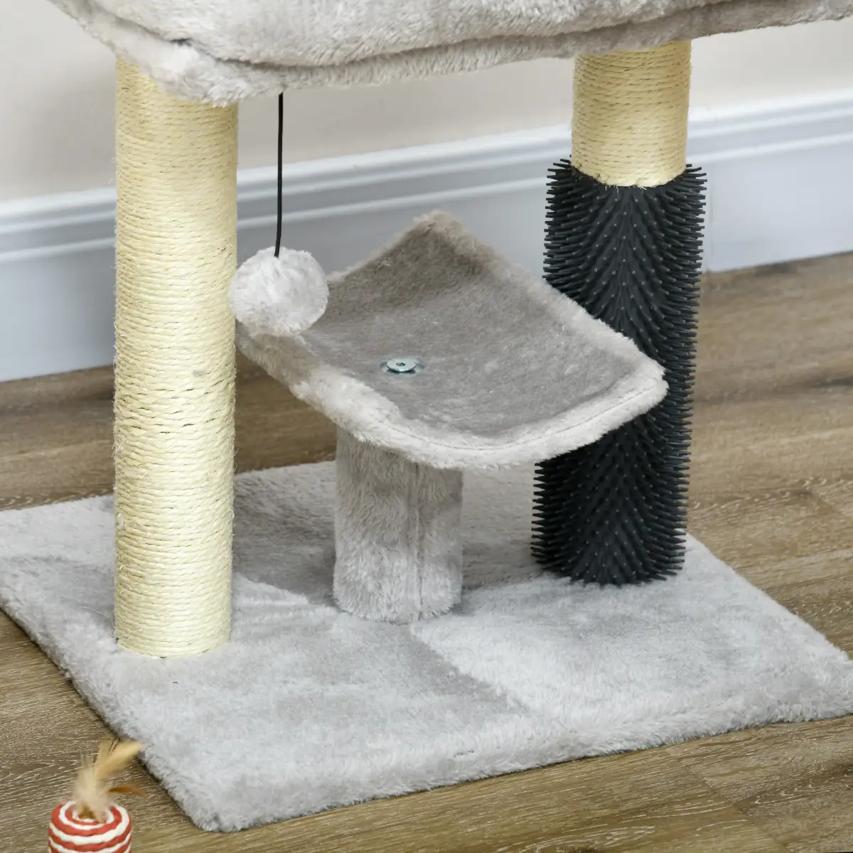 PawHut PawHut Small Cat Tree Tower with Scratching Posts, Bed, Perch, Self Groomer, Toy - Cat Tree