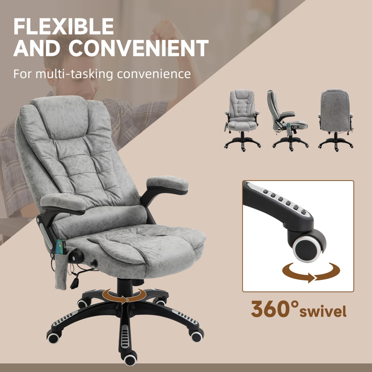 Unbranded Executive Reclining Massage Chair With Heating Six Point Back And Shoulder Massage Headrest For Home Office - Office Chair