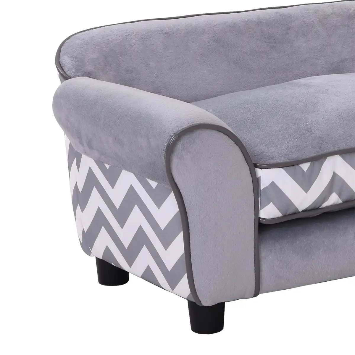 PawHut Dog Sofa Cat Couch Bed for XS Dogs w/ Removable Sponge Cushion - Grey - Dog Beds