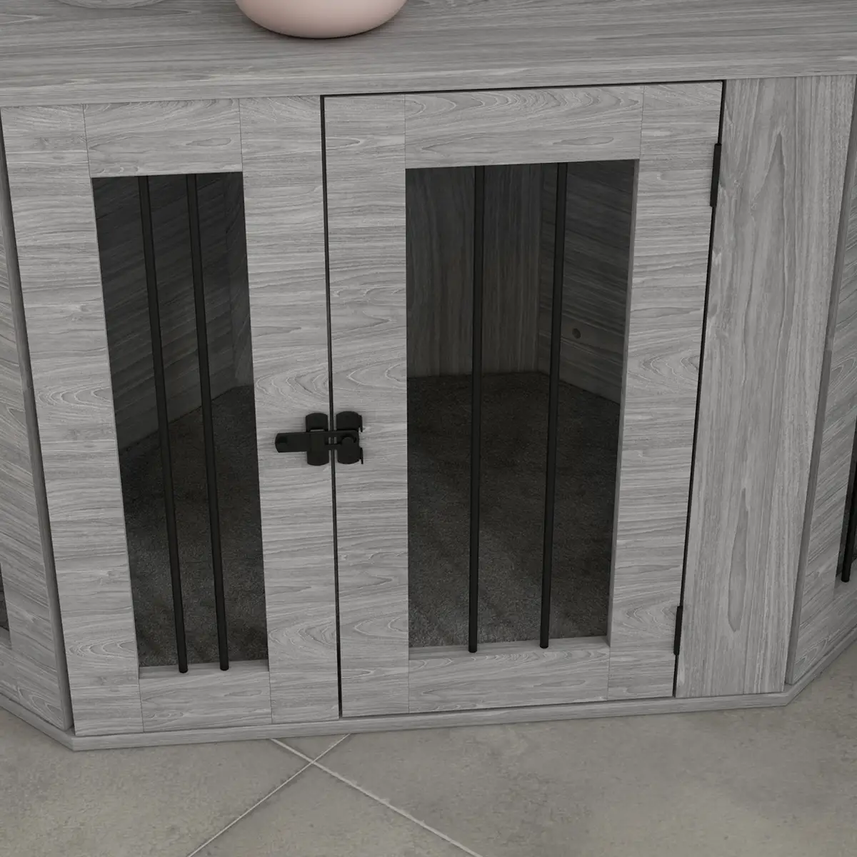 PawHut PawHut Dog Crate Furniture for Medium Dogs w/ Cushion, Large Door - Grey - Dog Crate