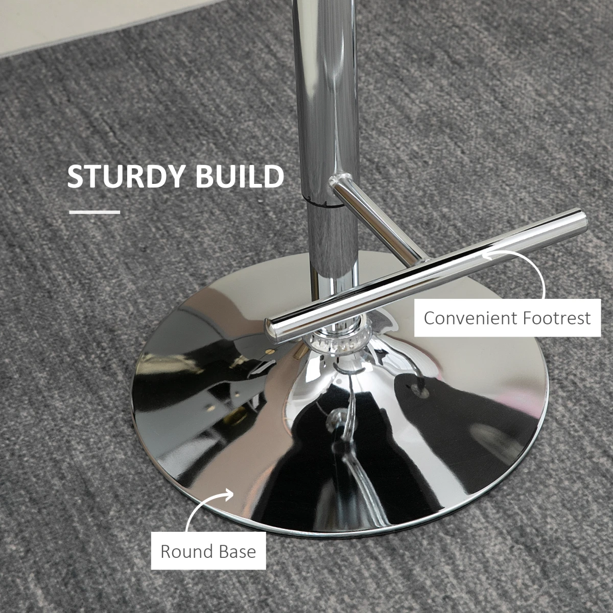 HOMCOM Adjustable Bar Stools Set of 2, Swivel Bar Chairs w/ Back Footrest, Grey by HOMCOM