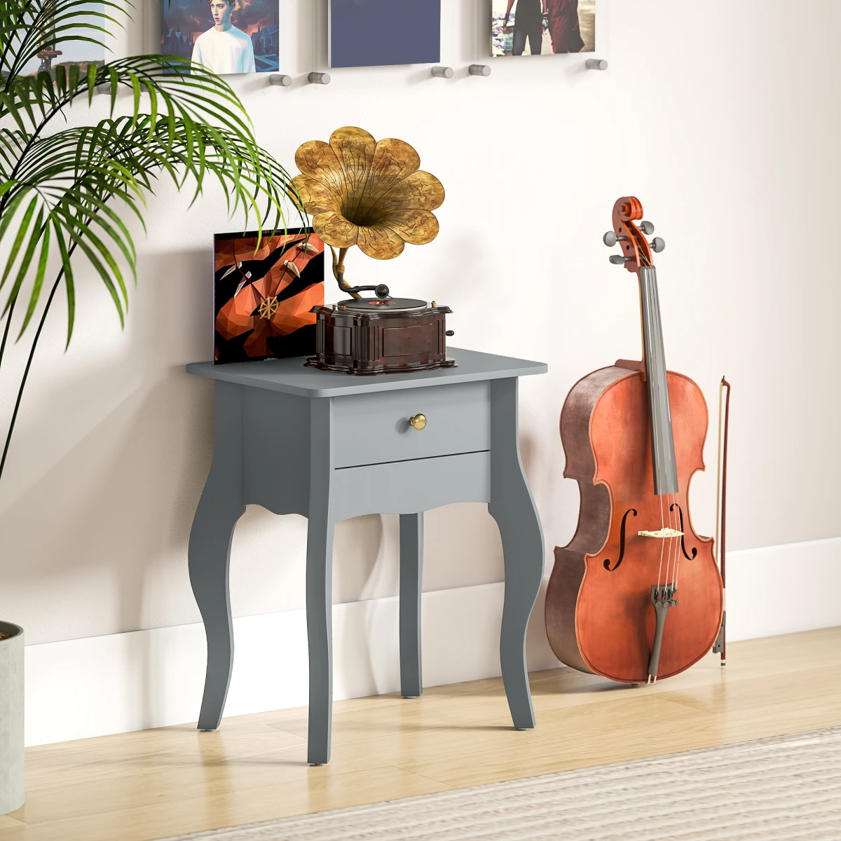 French Nightstand Compact AntiTip Bedroom by N/A