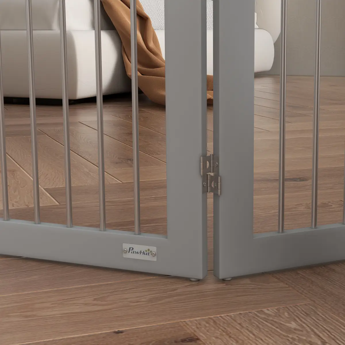 PawHut PawHut Foldable Dog Gate, Freestanding Pet Gate with Two Support Feet - Grey - Pet Gate