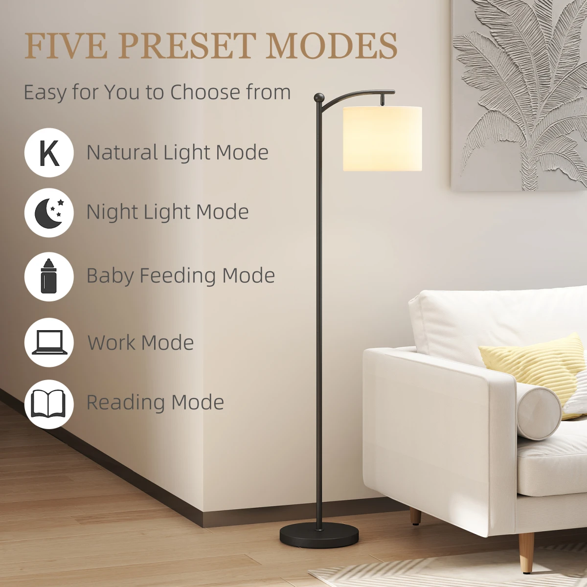 HOMCOM LED Floor Lamp with 11 Color Levels for Modern Living by HOMCOM