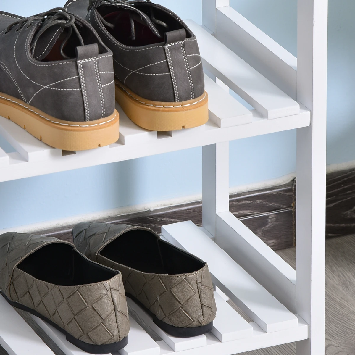 HOMCOM EcoWood Shoe Rack 57x70cm ThreeTier Entryway - Shoe Storage