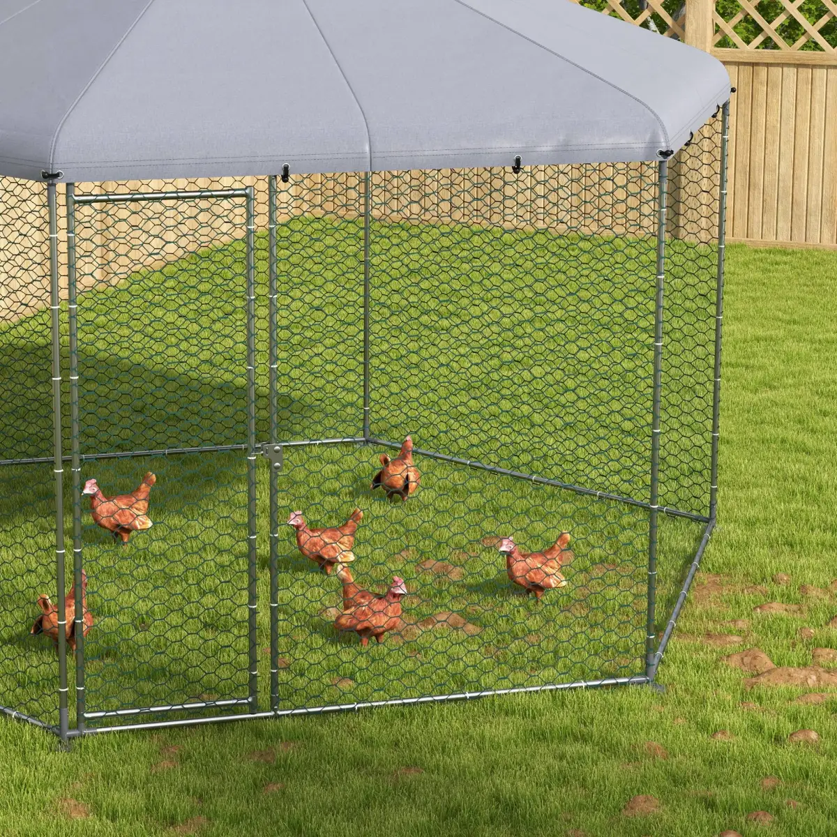 PawHut PawHut Walk in Chicken Run with Cover for 10-15 Chickens, Hens, Rabbits, Ducks - Chicken Coop