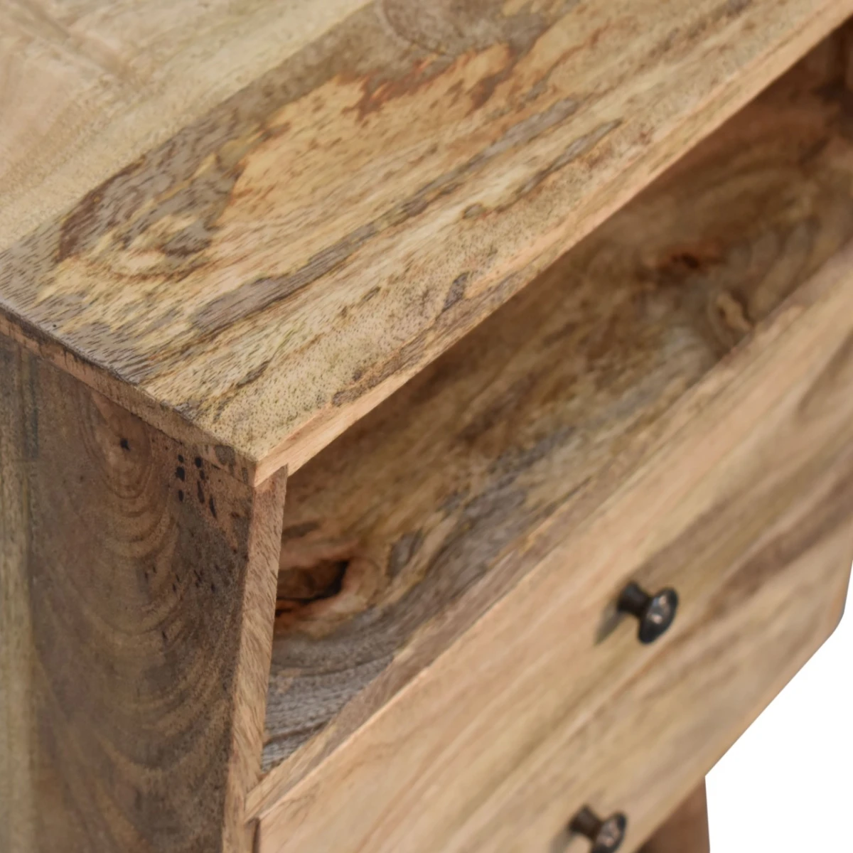 Artisan Bedside Table Standard Size Solid Mango Wood Brass Knob Nightstand For Bedroom Decor by Artisan Furniture