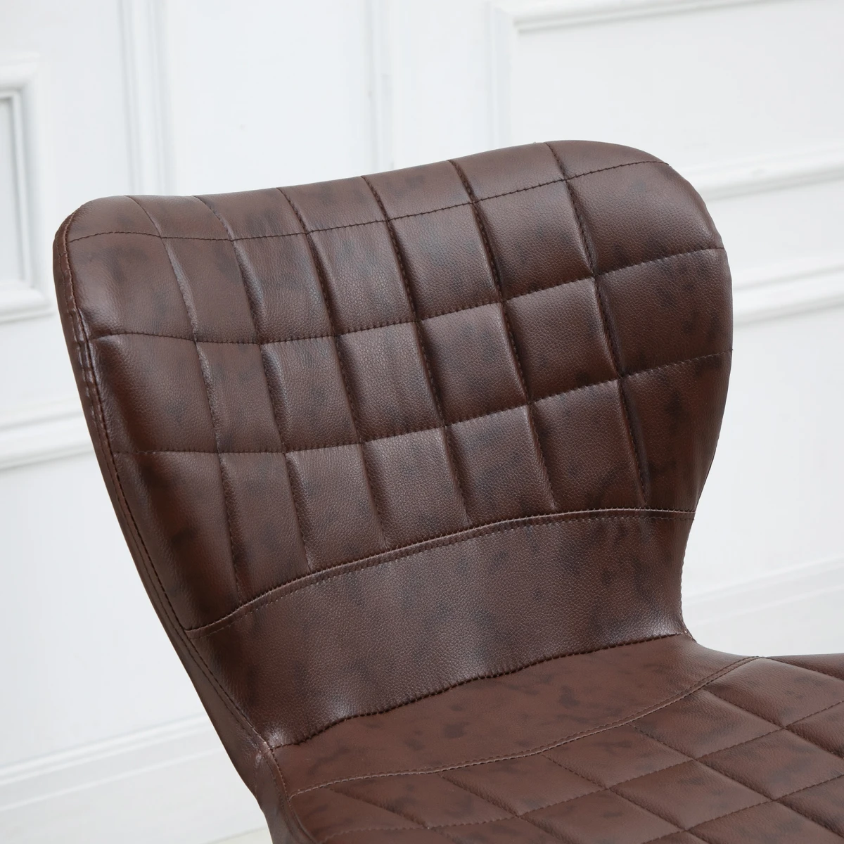 Set of 2 Adjustable Height Swivel Bar Chairs in PU Leather with Backrest Brown by HOMCOM