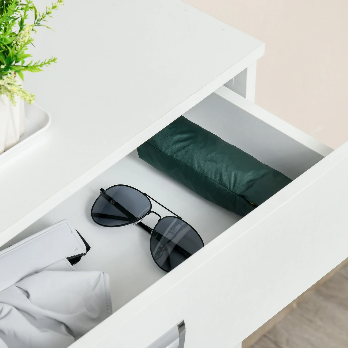 HOMCOM White Shoe Cabinet 16-Pair Flip Drawers Entryway - Shoe Storage