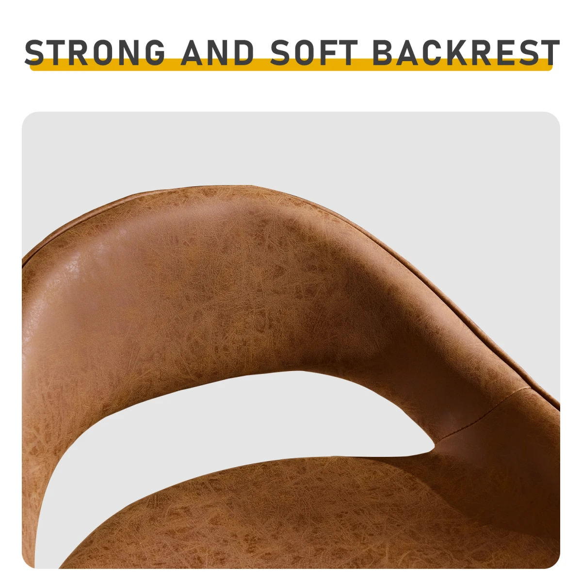 N/A 2pcs hollow backrest PU spray-coated bent iron feet bar stool brown with swivel -
