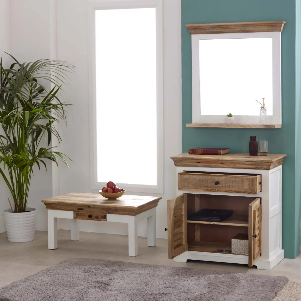 Indian Hub Alfie Wood Sideboard - 1 Drawer & 2 Doors - Sideboard