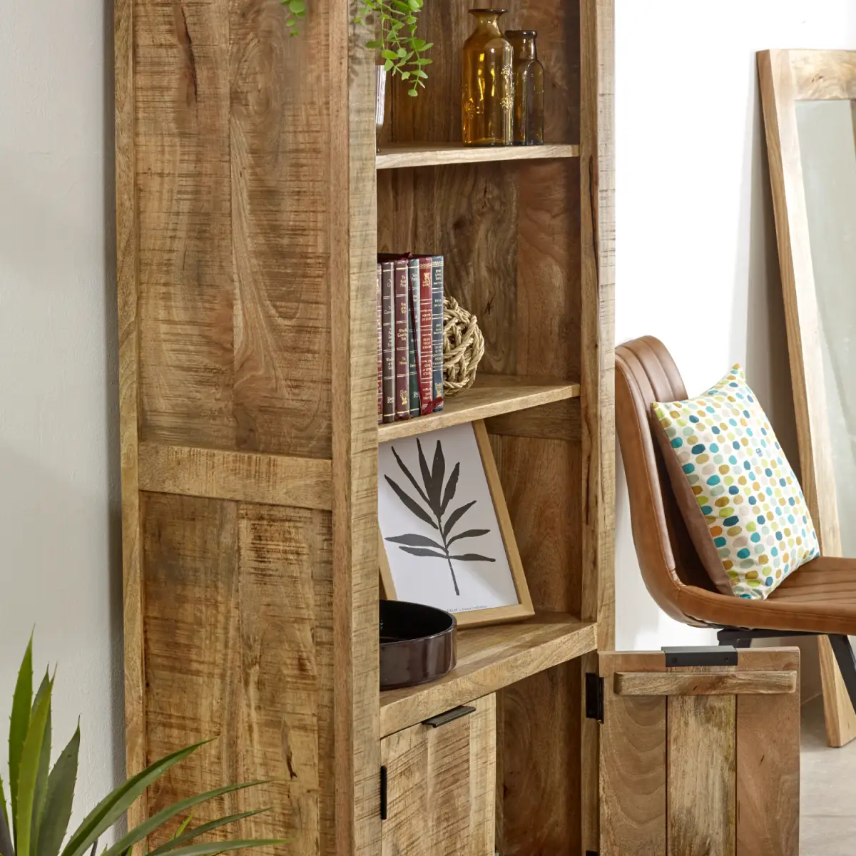 Indian Hub Surrey Solid Wood Bookcase With Doors - Bookcase