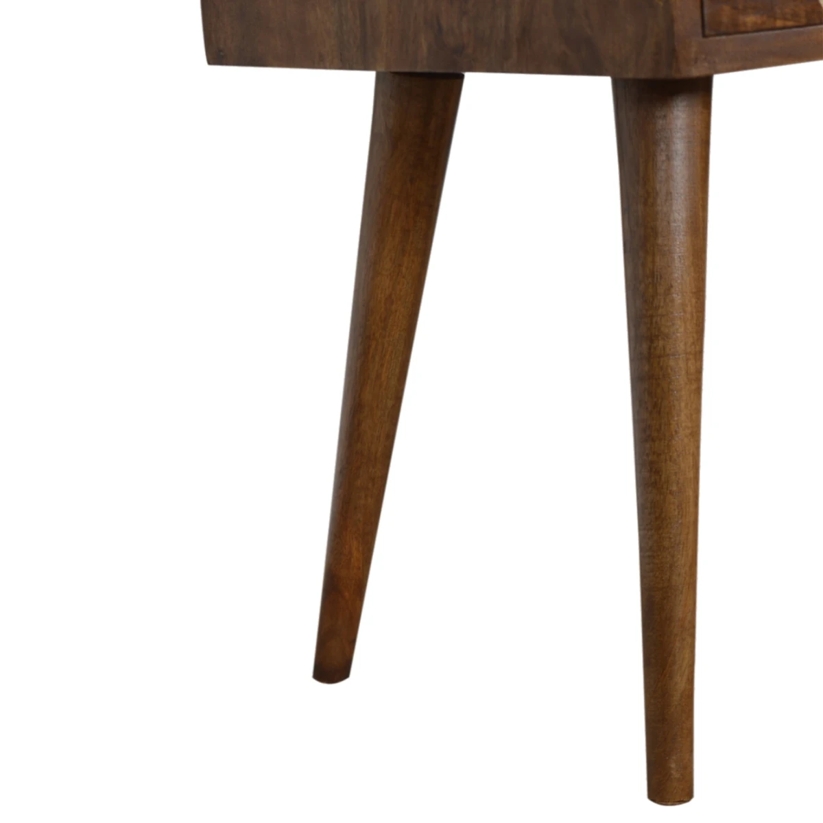 Artisan Furniture Artisan Bedside Table Mini Solid Mango Wood Geo Brass Inlay Drawer Shelf For Modern Bedroom Decor - Bedside Table