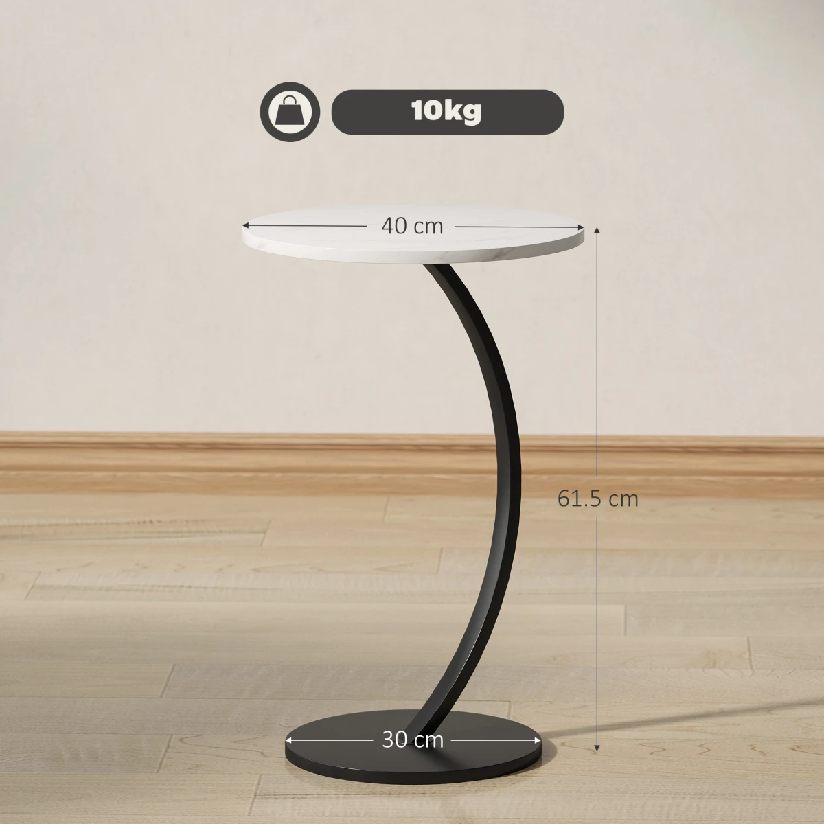 N/A Premium Rattan Coffee Table Compact Marble Surface C Shaped Sliding Sofa Bedside - Coffee Table