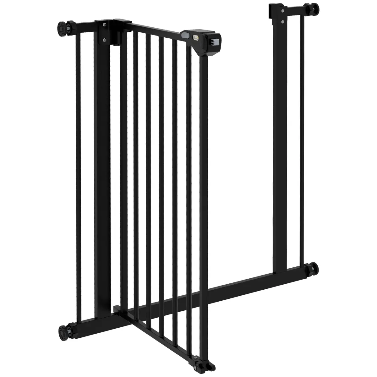 PawHut PawHut Adjustable Safety Gate w/ 1 Extensions and Four Adjustable Screws, Black - Pet Gate