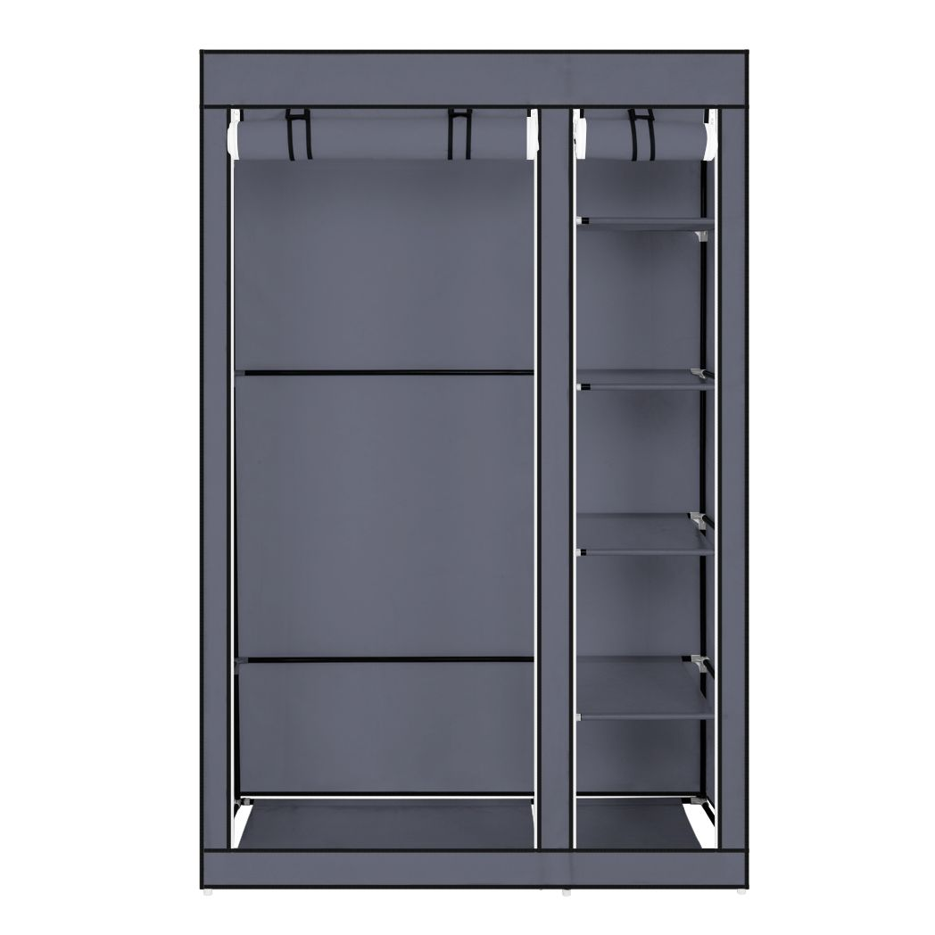 N/A 67" Portable Clothes Closet Wardrobe with Non-woven Fabric and Hanging Rod Quick and Easy to Assemble Gray -