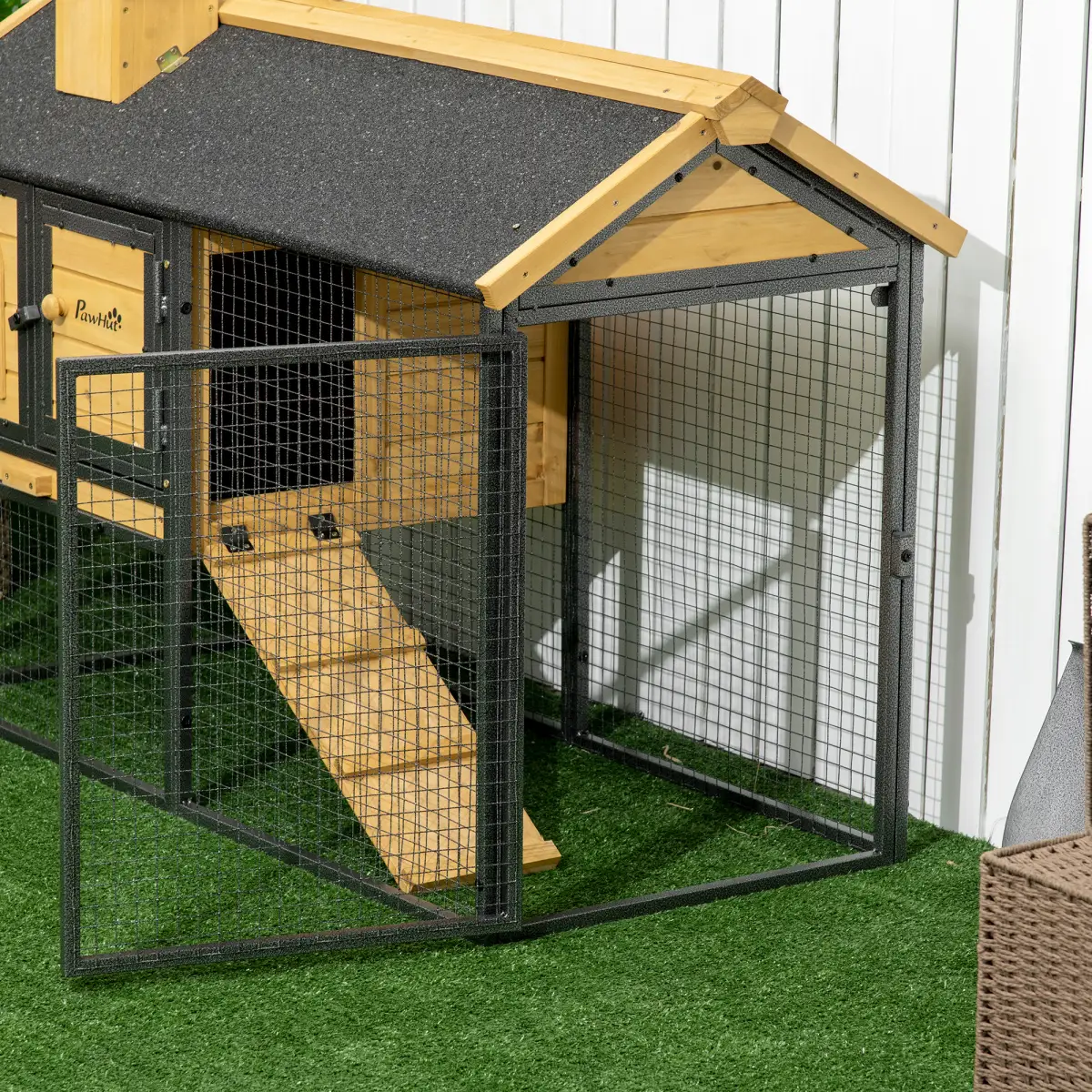 PawHut PawHut Rabbit Hutch Outdoor Bunny Cage w/ Run, Removable Tray 120 x 55.5 x 80cm - Rabbit Hutch