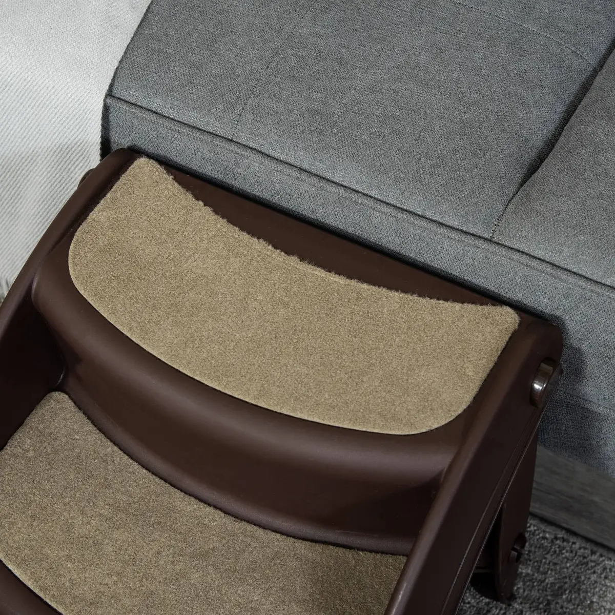 Unbranded Portable Dog Steps Non-slip Pet Stairs 3-Step Design for High Beds Sofas, Brown - Dog Steps