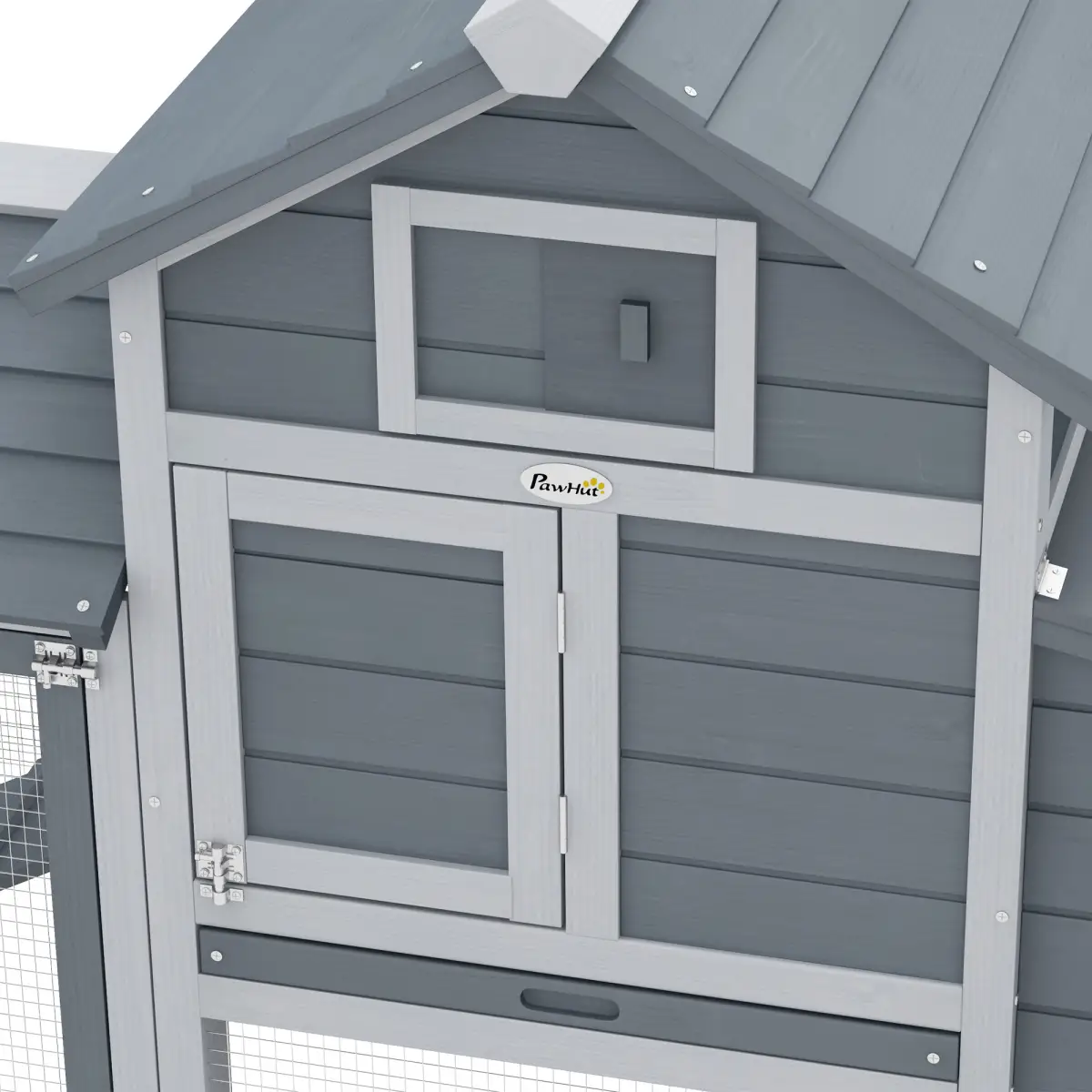 Pawhut Small Chicken Coop Hen Cage Nesting Box w/ Outdoor Run Grey 150.5 x 54 x 87 cm - Chicken Coop