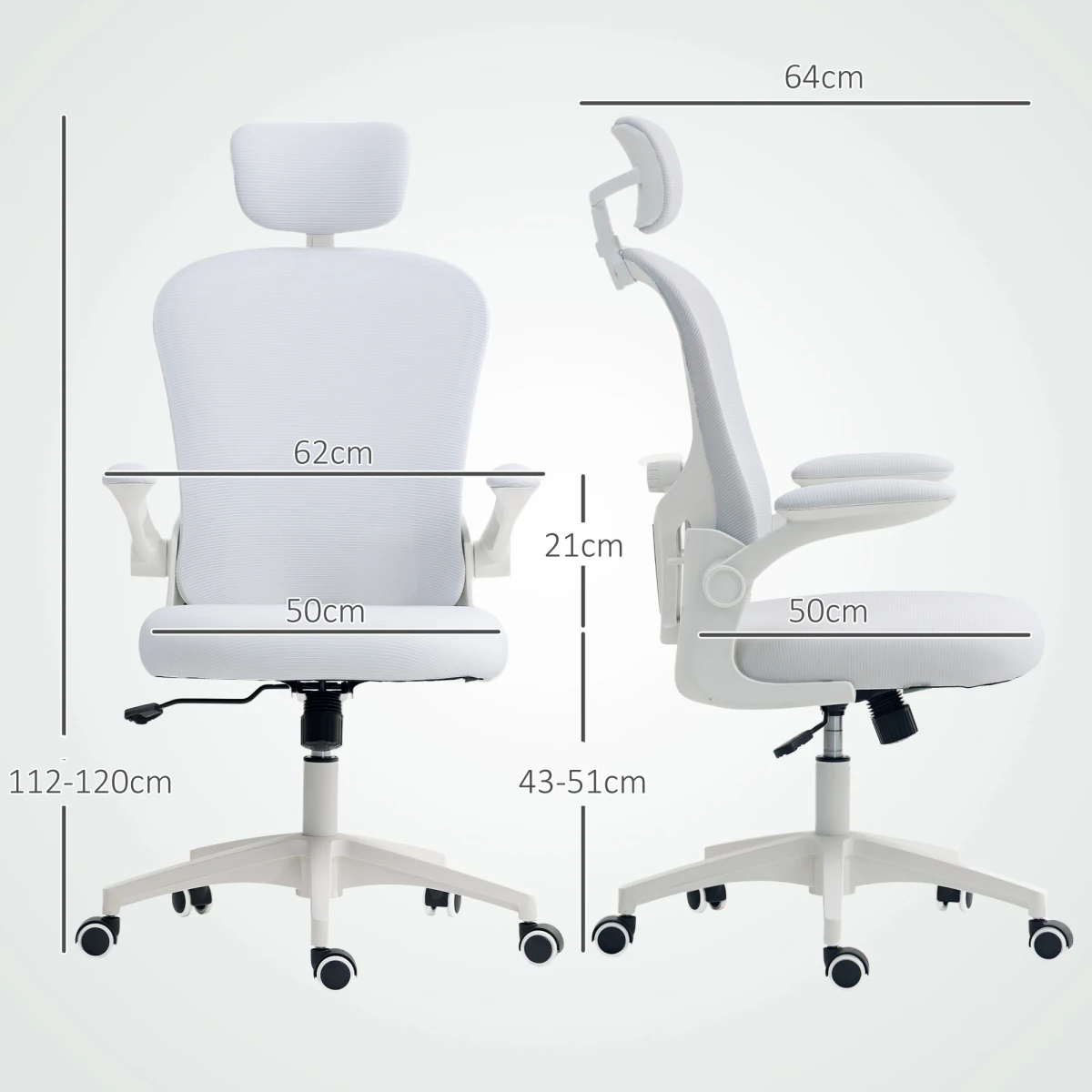 Premium Ergonomic Massage Office Chair 43 to 51cm Height Adjustable Lumbar Headrest Flip Up Armrests For Home Office by N/A