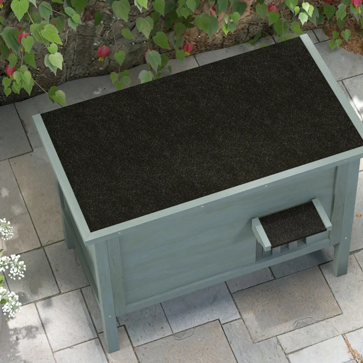 PawHut PawHut Outdoor Feral Cat House Insulated w/ Openable Roof - Charcoal Grey - Cat House
